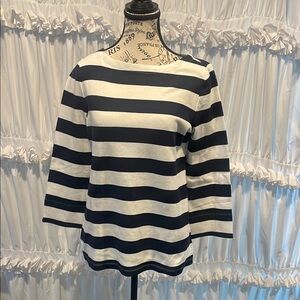 Navy and White Striped Women's Top